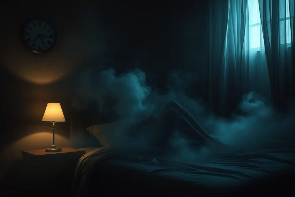 A dimly lit bedroom, soft shadows cast by a single bedside lamp. A figure rests peacefully, lost in the depths of a dream. Mist-like tendrils of imagination swirl around, offering glimpses into the subconscious. Symbols and archetypes materializing from the ether - a clock frozen in time, a shadowy figure in the distance, a curtain rustling with unseen forces. The atmosphere is pensive, inviting the viewer to ponder the hidden meanings lying dormant within the mind. Cinematic in quality, the scene evokes a sense of mystery and introspection, hinting at the complex world of dream interpretation. A dimly lit bedroom, soft shadows cast by a single bedside lamp. A figure rests peacefully, lost in the depths of a dream. Mist-like tendrils of imagination swirl around, offering glimpses into the subconscious. Symbols and archetypes materializing from the ether - a clock frozen in time, a shadowy figure in the distance, a curtain rustling with unseen forces. The atmosphere is pensive, inviting the viewer to ponder the hidden meanings lying dormant within the mind. Cinematic in quality, the scene evokes a sense of mystery and introspection, hinting at the complex world of dream interpretation.