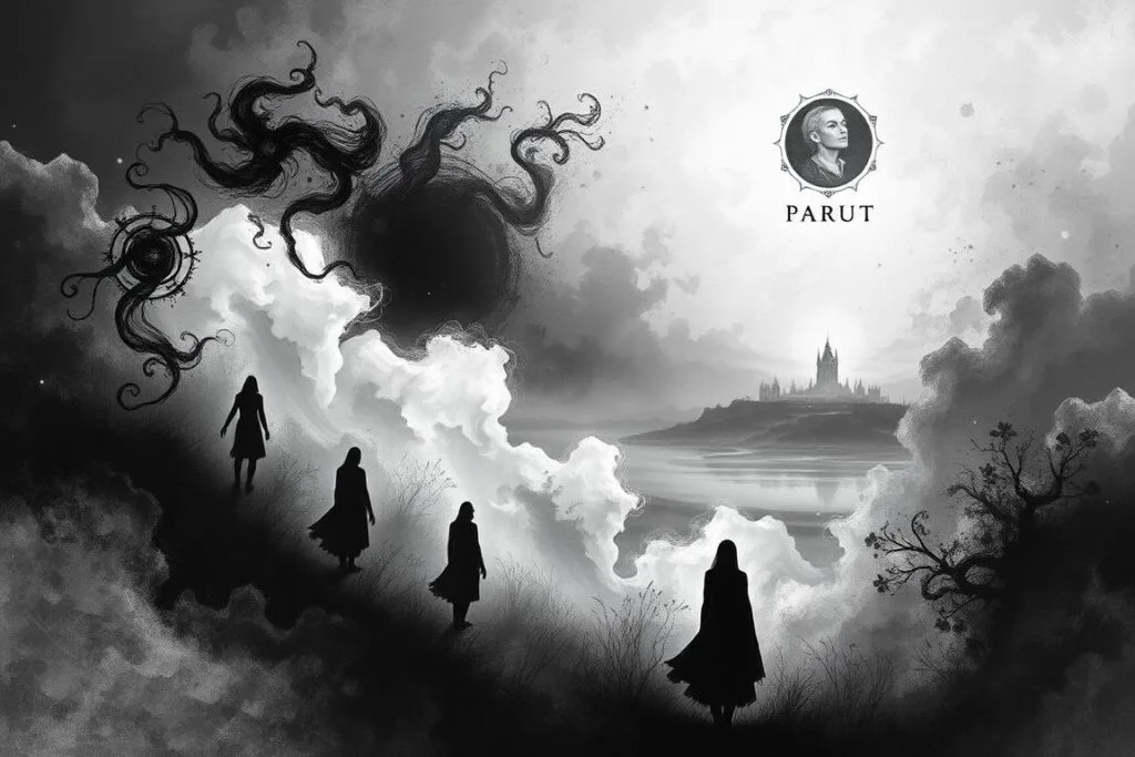 A dreamscape unfolds, bathed in a monochromatic palette of blacks, grays, and whites. In the foreground, ethereal figures emerge, their forms hazy and indistinct, as if glimpsed through a veil. Swirling shapes and abstract patterns dance across the canvas, reflecting the subconscious workings of the mind. In the distance, a shadowy landscape looms, its structures and features obscured, hinting at the hidden depths of the psyche. Soft, diffused lighting casts a contemplative atmosphere, inviting the viewer to ponder the mysteries of the dream world and its psychological significance. A sense of introspection and exploration pervades the scene, capturing the essence of "Psychological Interpretations of Black and White Dreams". A dreamscape unfolds, bathed in a monochromatic palette of blacks, grays, and whites. In the foreground, ethereal figures emerge, their forms hazy and indistinct, as if glimpsed through a veil. Swirling shapes and abstract patterns dance across the canvas, reflecting the subconscious workings of the mind. In the distance, a shadowy landscape looms, its structures and features obscured, hinting at the hidden depths of the psyche. Soft, diffused lighting casts a contemplative atmosphere, inviting the viewer to ponder the mysteries of the dream world and its psychological significance. A sense of introspection and exploration pervades the scene, capturing the essence of "Psychological Interpretations of Black and White Dreams".